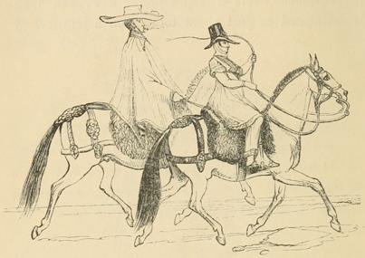 Pacing horses, ridden by men