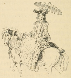Woman riding, carrying a parasol
