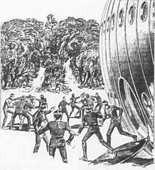 One of the men rolled free and came lurching toward
us.