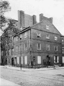Plate IX.—Wistar House, Fourth and Locust Streets.
Erected about 1750; Betsy Ross House, 239 Arch Street.