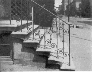 Plate XXXVIII.—Detail of Iron Balustrade, 216 South
Ninth Street; Stoop with Wing Flights, 207 La Grange Alley.
