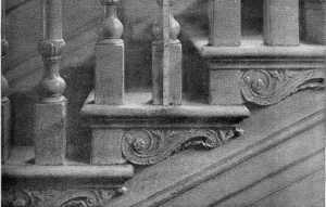 Plate LX.—Detail of Stair Ends, Carpenter House, Third
and Spruce Streets; Detail of Stair Ends, Independence Hall (horizontal
section).