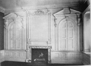 Plate LXI.—Chimney Piece in the Hall, Stenton; Chimney
Piece and Paneled Wall, Great Chamber, Mount Pleasant.