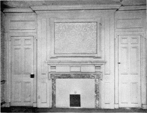 Plate LXIV.—Chimney Piece and Paneled Wall on the Second
Floor of an old Spruce Street House; Detail of Mantel, 312 Cypress
Street.
