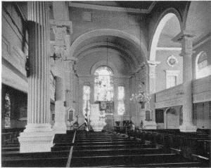 Plate XCIII.—Interior and Chancel, Christ Church;
Interior and Lectern, St. Peter's Church.