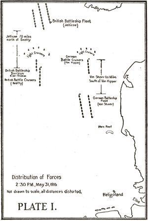 Plate I. Map of Distribution of Forces. 2:30 P.M., May 31, 1916. Not drawn to scale, all distances distorted.
