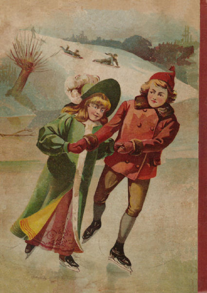 Back cover - a boy and girl ice skating