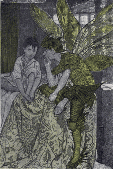 Illustration:
Boy in bed and personification of Lie.