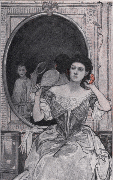 Illustration:
Boy watching woman in mirror.