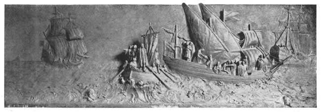 BAS-RELIEF—THE SIGHTING OF THE NEW WORLD.