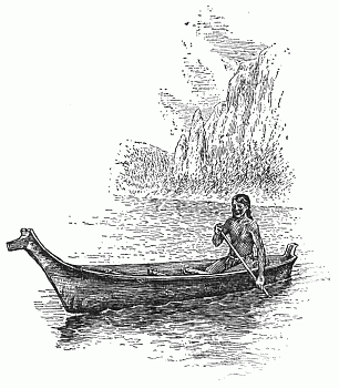 A Siwash Indian in his canoe.