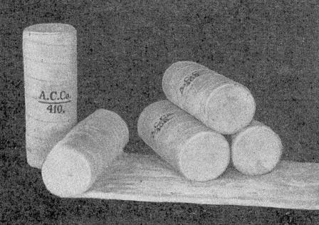 Cylindrical rolls of cotton.