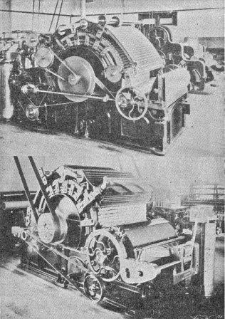 Two views of the carding engine.