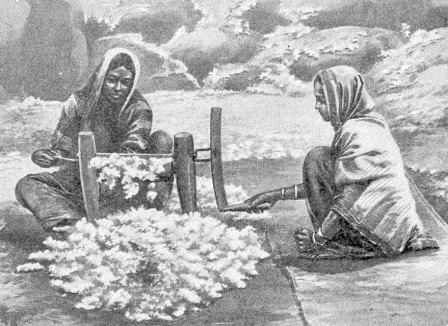 Indian women with roller gin.
