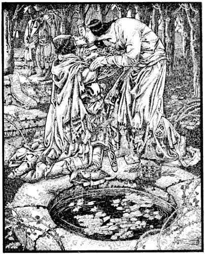 Cossack fairy tales and folk-tales . ith his huge broadsword, a full fathom  long,which the Lord had given him, and chopped off allthe Dragons six  heads, and the rock fell upon theDragons