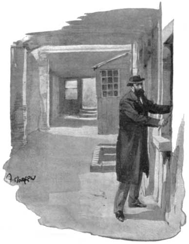 THE OLD STYLE DETECTIVE—EXAMINING SCENE OF MURDER.