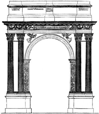 A plainer arch, with only two figures and small sections of text