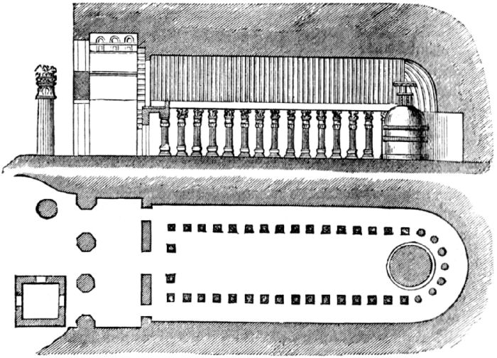 Showing section and plan of the chaitya