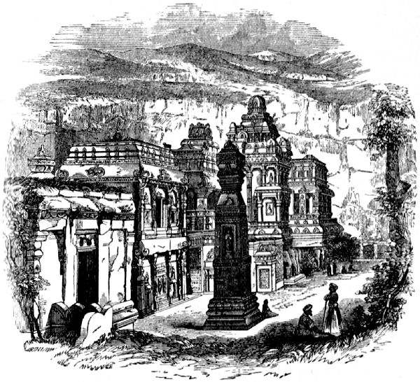 Showing a number of decorated buildings and a free-standing ornate column