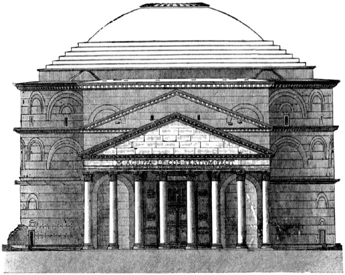 Showing entrance to portico and dome of rotunda