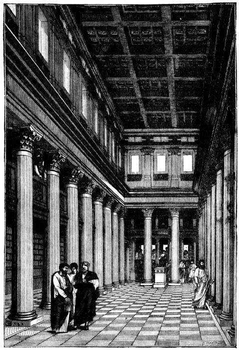 Showing central space edged with columns