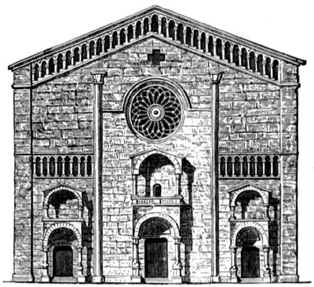 Showing arches and circular window