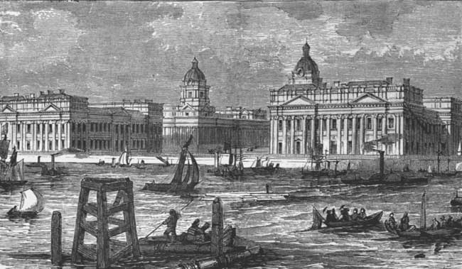 GREENWICH HOSPITAL, FROM THE RIVER.