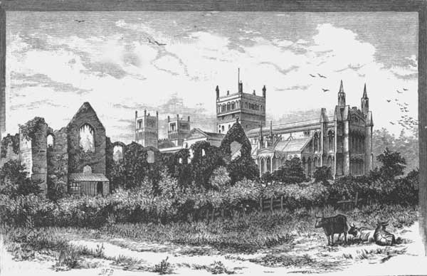 SOUTHWELL MINSTER AND RUINS OF THE ARCHBISHOP'S PALACE.