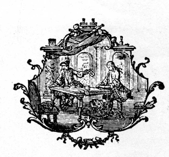Figure 6.—Woodcut Tailpiece by
J. M. Papillon, from Trait historique
et pratique de la gravure en bois, 1766.
The cutting was done so minutely that
some details were lost in printing.
(Actual size.)