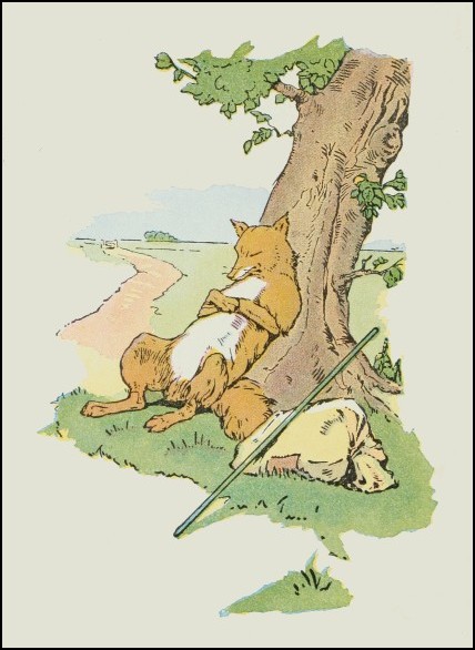 the fox dozes under a tree