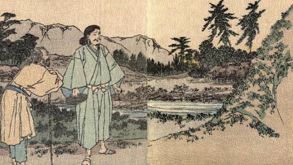 Image of Urashima arriving at his old home