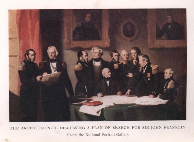 The Arctic Council, discussing a plan of search for Sir John Franklin.  From the National Portrait Gallery.