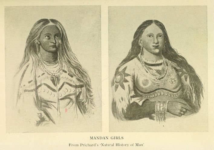 Mandan girls.  From Pritchard's 'Natural History of Man.'