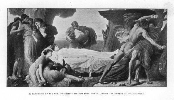 HERCULES WRESTLING WITH DEATH FOR THE BODY OF ALCESTIS. By permission of the Fine Art Society, 748 New Bond Street, London, the owners of the copyright
