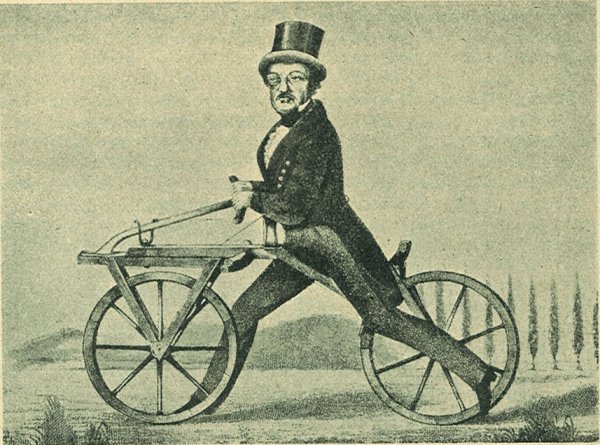 Draisz Károly »futógépe« a Strasszburg felé vezető
úton