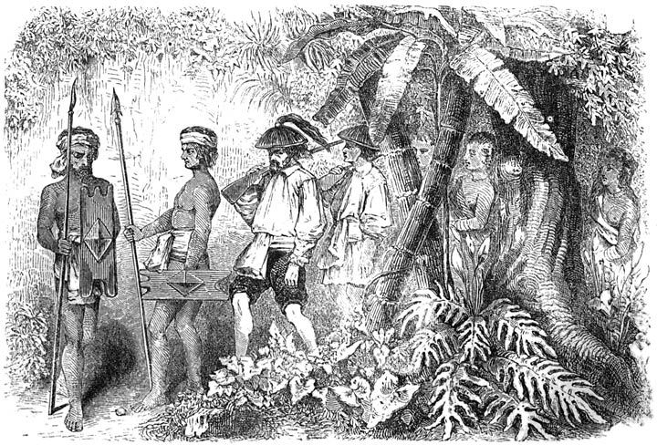 La Gironiere and his Indians traversing a Native Forest.