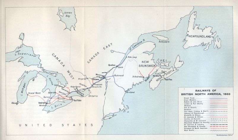 Railways of British North America, 1860