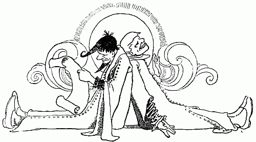 Two men leaning against each other, one reading