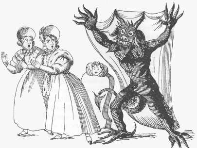 Spring-heeled Jack.  Awful representation of the London monster