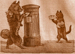 Cat and Dog Sending Letters.