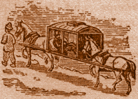 Lying in Sedan carried by Two Horses.