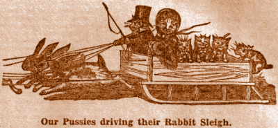 Our Pussies driving their Rabbit Sleigh.