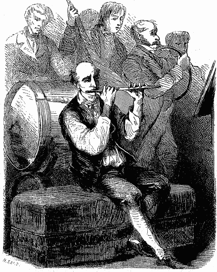 Son p�re faisant une partie de flageolet � l'orchestre.
(Page 35.)