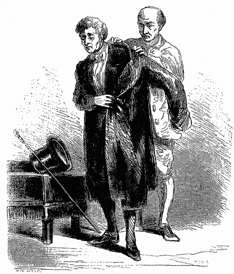 Pier-Angelo occup� � tenir la douillette d'un vieux
seigneur. (Page 37.)