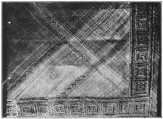 Plate XIII, fig. 2. Mat with woven-in design made by lapping straws.