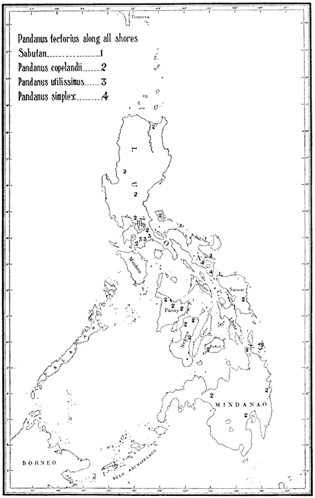 Plate XLVI. Philippine distribution of chief utilized pandans.