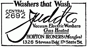 Judd Co. Vacuum Electric Washers Gas Heated Horton Ironers (Mangles)