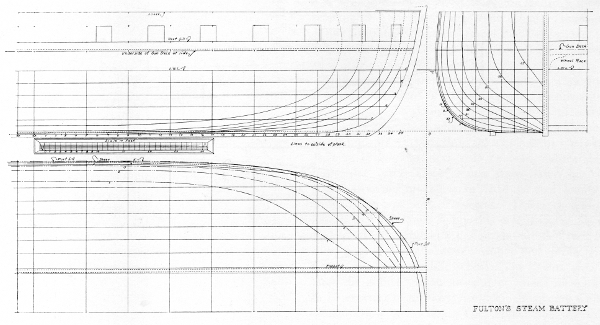Figure 11.—Model lines redrawn to outside of plank to
show hydrodynamic form of the Steam Battery.