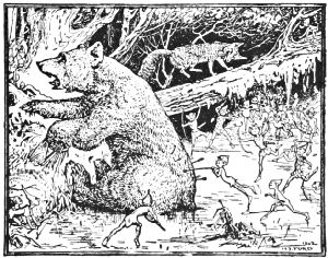 Elves attack a bear