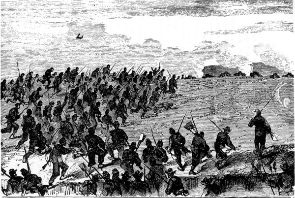 AT FORT WAGNER.

Desperate charge of the 54th Mass. Vols. in the assault on Fort Wagner,
July 18, 1863.